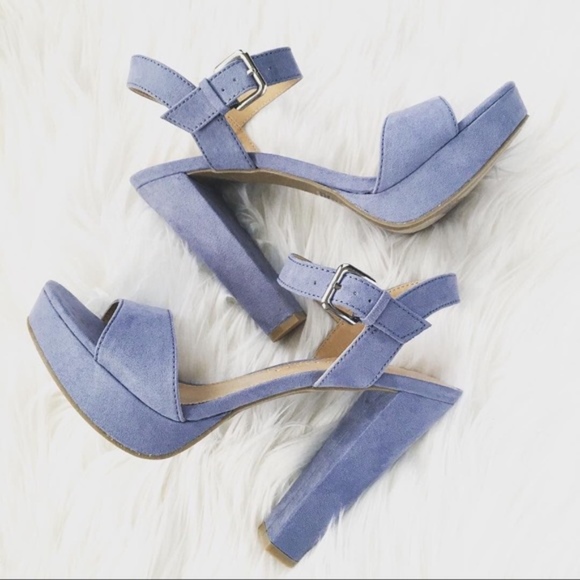LC Lauren Conrad Shoes - LC Lauren Conrad Blue Chunky Heel Sandals NWT